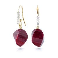 Ruby and Diamond Drop Earrings 30.5ctw in 9ct Gold