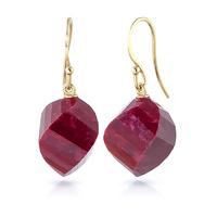 Ruby Spiral Briolette Drop Earrings 30.5ctw in 9ct Gold