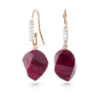 Ruby and Diamond Drop Earrings 30.5ctw in 9ct Rose Gold