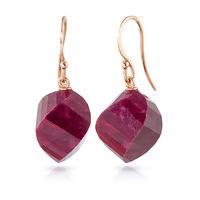 Ruby Spiral Briolette Drop Earrings 30.5ctw in 9ct Rose Gold