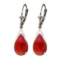 Ruby Snowcap Drop Earrings 10.0ctw in 9ct White Gold