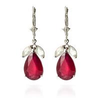 Ruby and White Topaz Drop Earrings 10.0ctw in 9ct White Gold