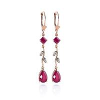 Ruby and Diamond Vine Branch Drop Earrings 3.95ctw in 9ct Rose Gold