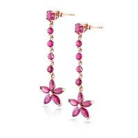 Ruby Daisy Chain Drop Earrings 4.8ctw in 9ct Rose Gold