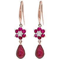 Ruby and Diamond Daisy Chain Drop Earrings 7.55ctw in 9ct Rose Gold