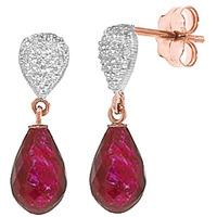 Ruby and Diamond Droplet Earrings 6.6ctw in 9ct Rose Gold