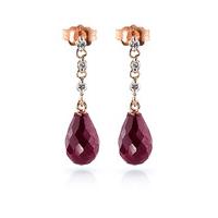 ruby and diamond chain droplet earrings 66ctw in 9ct rose gold