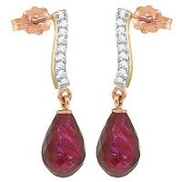 Ruby and Diamond Droplet Earrings 6.6ctw in 9ct Rose Gold