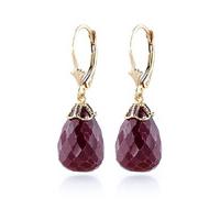 Ruby Crown Briolette Drop Earrings 29.6ctw in 9ct Gold