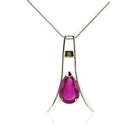 Ruby Eiffel Pendant Necklace 1.5ct in 9ct Gold