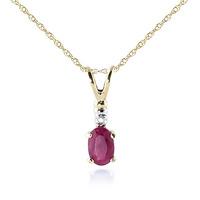 Ruby and Diamond Pendant Necklace 0.45ct in 9ct Gold