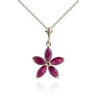 Ruby Flower Star Pendant Necklace 1.4ctw in 9ct Gold