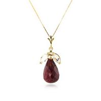 Ruby and White Topaz Snowdrop Pendant Necklace 9.3ctw in 9ct Gold