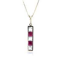 Ruby and White Topaz Channel Set Pendant Necklace 2.35ctw in 9ct Gold