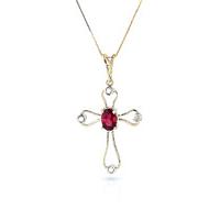 Ruby and Diamond Venetian Cross Pendant Necklace 0.45ct in 9ct Gold