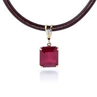 ruby and diamond leather pendant necklace 65ct in 9ct gold