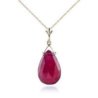 Ruby Droplet Briolette Pendant Necklace 8.0ct in 9ct Gold