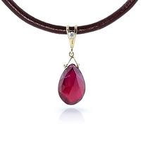 Ruby and Diamond Leather Pendant Necklace 8.0ct in 9ct Gold