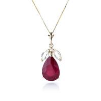 ruby and white topaz pendant necklace 50ct in 9ct gold