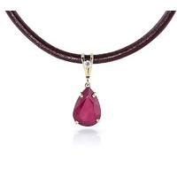 Ruby and Diamond Leather Pendant Necklace 5.0ct in 9ct Gold