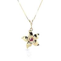 Ruby Flower Star Pendant Necklace 0.1ct in 9ct Gold