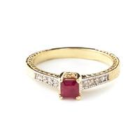 Ruby and Diamond Shoulder Set Ring 0.5ct in 9ct Gold