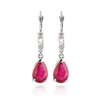 Ruby and Diamond Belle Drop Earrings 3.0ctw in 9ct White Gold