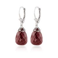 Ruby Crown Briolette Drop Earrings 29.6ctw in 9ct White Gold