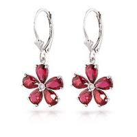 Ruby and Diamond Flower Petal Drop Earrings 4.4ctw in 9ct White Gold