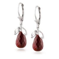 Ruby and White Topaz Snowdrop Earrings 18.6ctw in 9ct White Gold