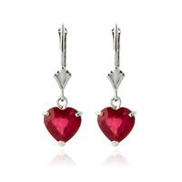 Ruby Heart Drop Earrings 2.9ctw in 9ct White Gold