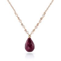 Ruby and Diamond Pendant Necklace 14.8ct in 9ct Rose Gold