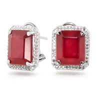 Ruby and Diamond French Clip Halo Earrings 14.5ctw in 9ct White Gold