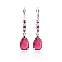 Ruby and Diamond Belle Drop Earrings 3.12ctw in 9ct White Gold