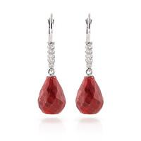 Ruby and Diamond Stem Drop Earrings 8.8ctw in 9ct White Gold