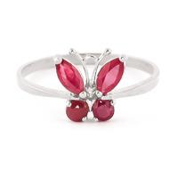 ruby butterfly ring 06ctw in 9ct white gold