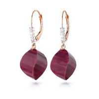 Ruby and Diamond Drop Earrings 30.5ctw in 9ct Rose Gold