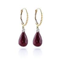 Ruby and Diamond Stem Drop Earrings 17.6ctw in 9ct Gold