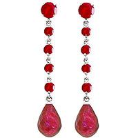 Ruby by the Yard Drop Earrings 31.6ctw in 9ct White Gold