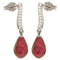 Ruby and Diamond Droplet Earrings 6.6ctw in 9ct White Gold