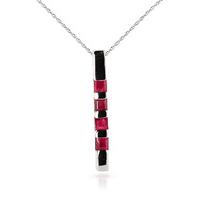 Ruby Bar Pendant Necklace 0.35ctw in 9ct White Gold