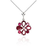 Ruby Sunflower Pendant Necklace 2.23ctw in 9ct White Gold