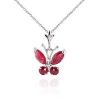 Ruby Butterfly Pendant Necklace 0.6ctw in 9ct White Gold