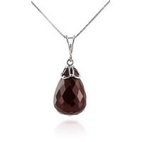 Ruby Tiara Briolette Pendant Necklace 14.8ct in 9ct White Gold