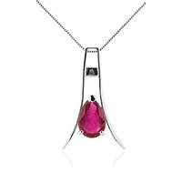 Ruby Eiffel Pendant Necklace 1.5ct in 9ct White Gold