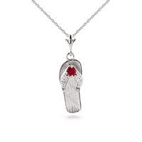 Ruby Sandal Pendant Necklace 0.15ct in 9ct White Gold