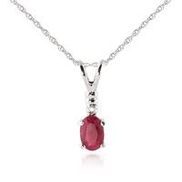 ruby and diamond pendant necklace 045ct in 9ct white gold