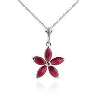 Ruby Flower Star Pendant Necklace 1.4ctw in 9ct White Gold