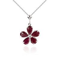 ruby and diamond flower petal pendant necklace 22ctw in 9ct white gold