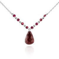 Ruby Briolette Pendant Necklace 15.8ctw in 9ct White Gold